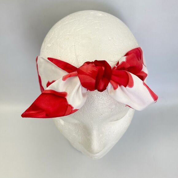 New Women Headband Hair Accessories knotted Red And White Floral - Picture 12 of 15